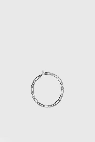 Figaro Wide Chain Bracelet - Sterling Silver