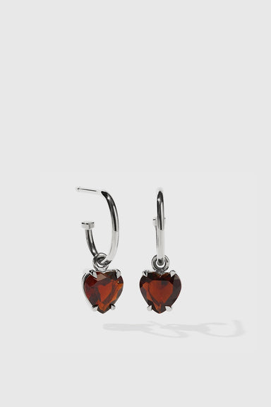 Heart Jewel Signature Hoops - Sterling Silver