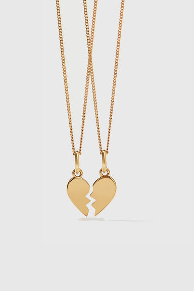 Broken Heart Charm Necklace - Gold Plated