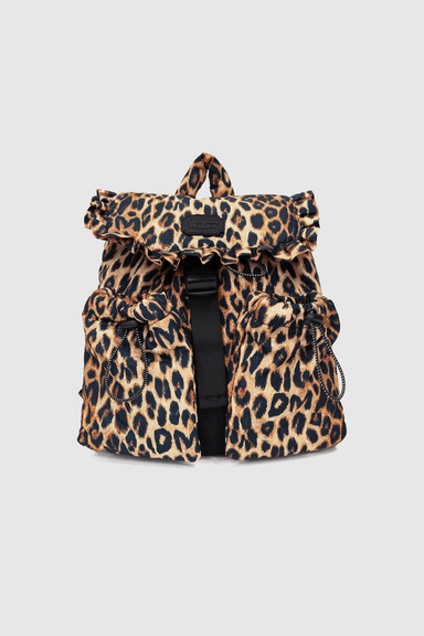 Frill Leopard Backpack - Brown