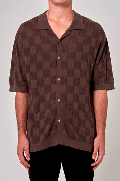 Checker Knit Shirt - Brown