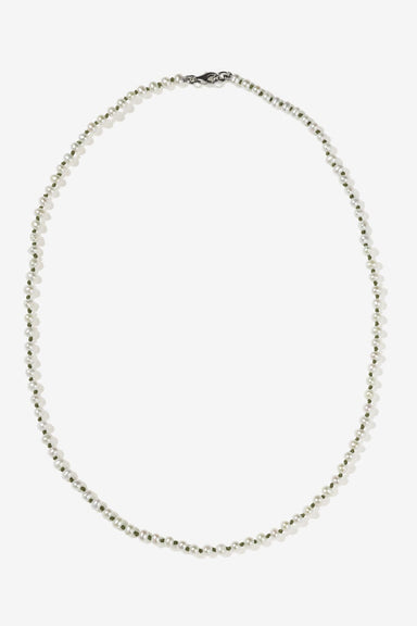 Knotted Micro Pearl Necklace - Sterling Silver / Olive