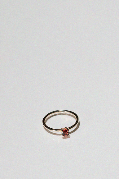 Micro Round Ring - 23ct Gold Plated / Garnet