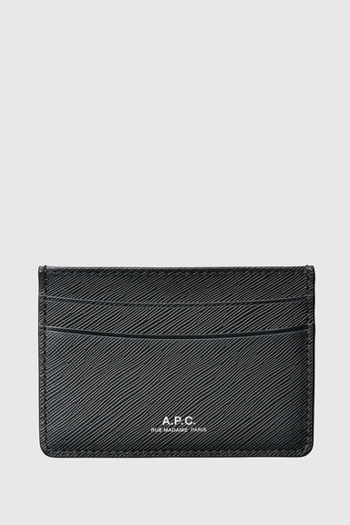 Andre Card Holder - Black Grained Leather