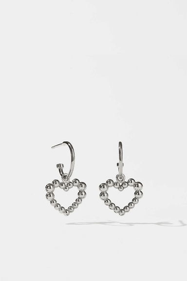Fizzy Heart Signature Hoops - Sterling Silver