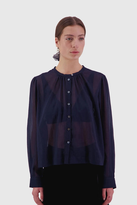 Here Comes Life Blouse - Navy