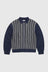 Striped Knit Zip Cardigan - Navy