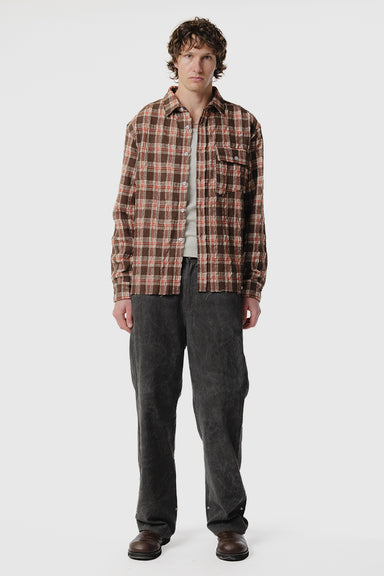 LS Pocket Shirt - Brown Red Check