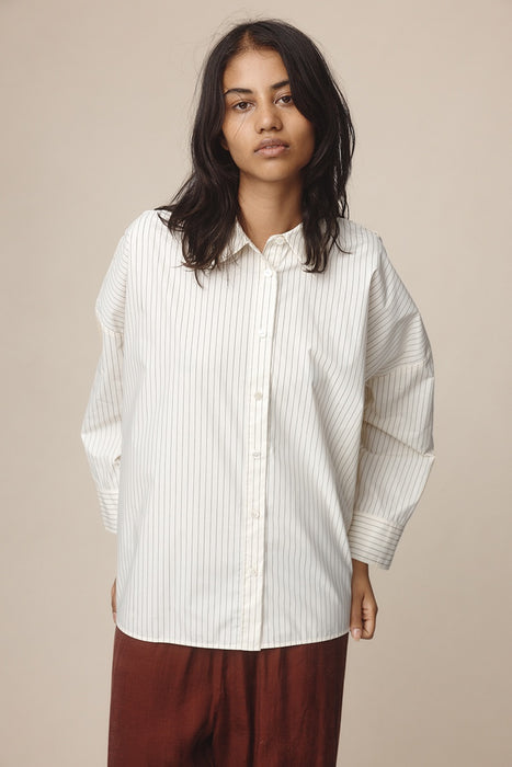 Edie Shirt - Ivory / Black Stripe