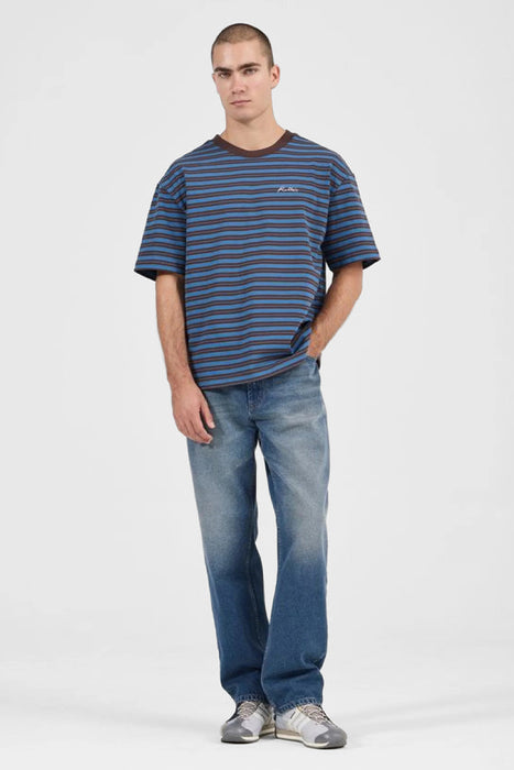 Stripe Tee - Brown Earth / Blue