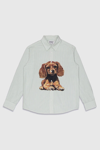 Puppy Shirt - Green / Cream
