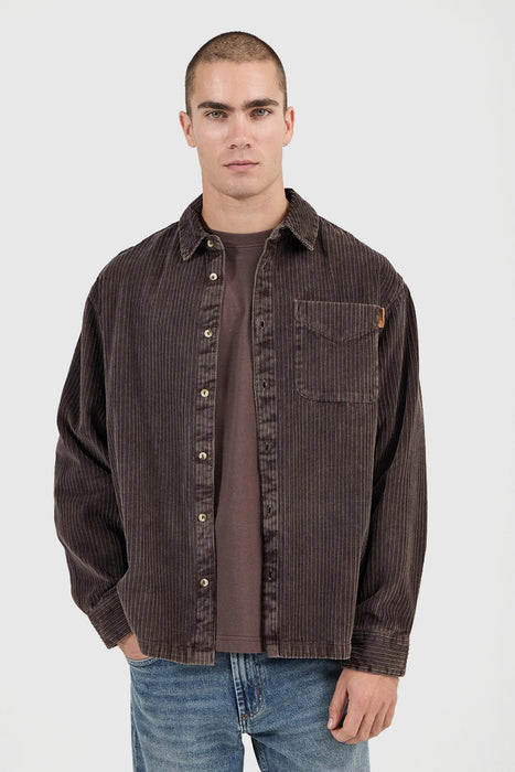 Campus Chunky Cord LS Shirt - Dark Brown