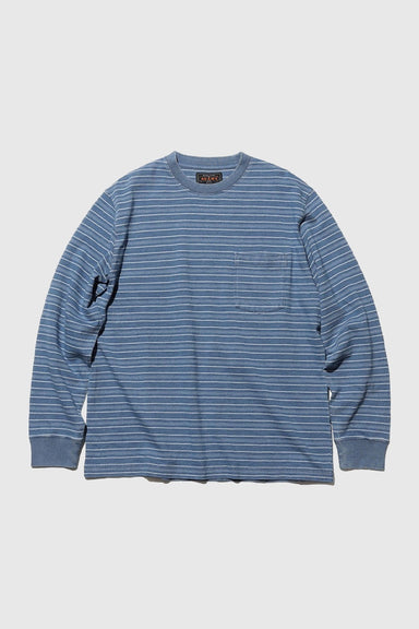 LS Pocket Tee Indigo Stripe - Sax
