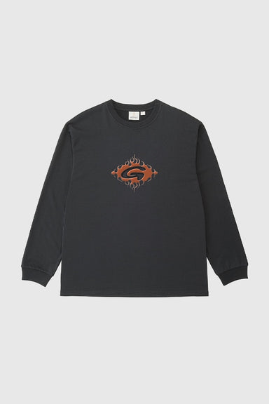 Flames L/S Tee - Vintage Black