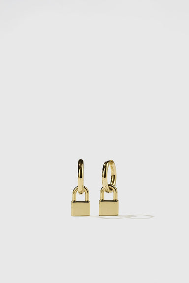 Locked Charm Earrings - Gold Plated