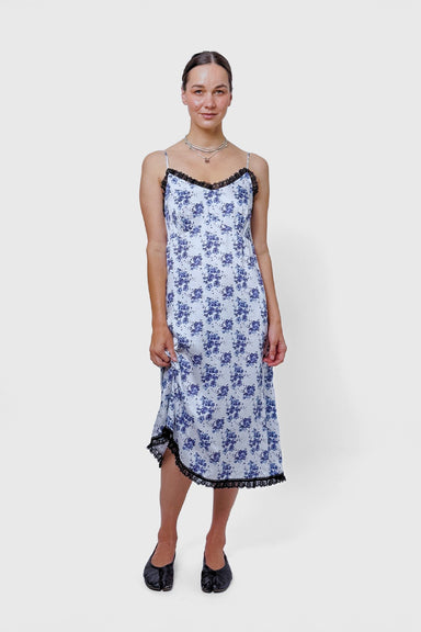 Lady Don't Mind Lace Trim Slip Dress - Floral