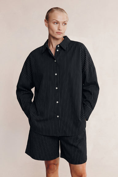 Mella Shirt - Black Pinstripe