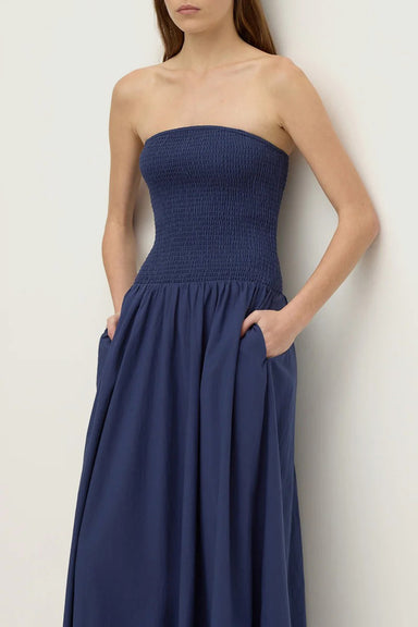 Connie Cotton Shirred Dress - Imperial Blue
