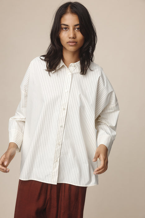 Edie Shirt - Ivory / Black Stripe