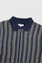 Striped Knit Zip Cardigan - Navy