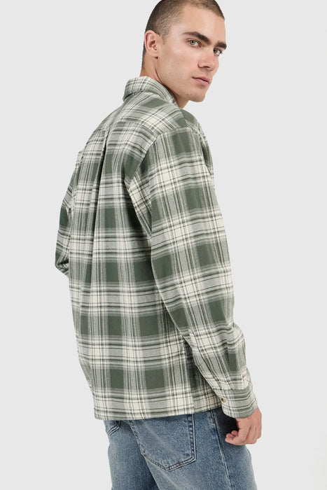 Campus Heavy Check LS Shirt - Olive