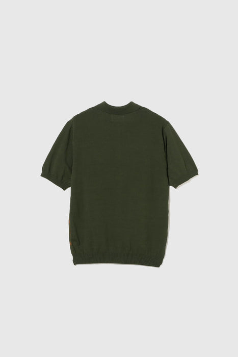 Half Zip Panel Polo Ombre Plaid - Olive
