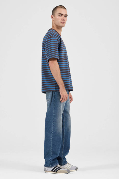 Stripe Tee - Brown Earth / Blue