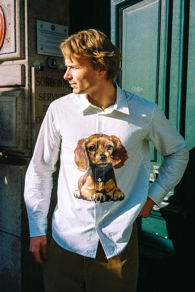 Puppy Shirt - Green / Cream