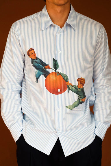 Orange Oxford Shirt - Blue / Cream
