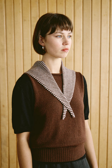 Daisy Scarf - Chestnut / Ivory Stripe