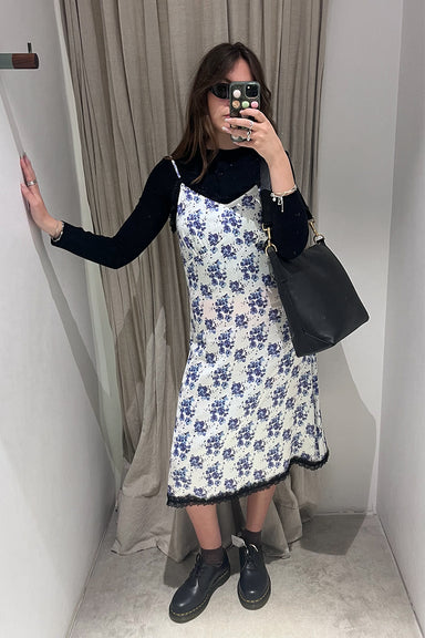 Lady Don't Mind Lace Trim Slip Dress - Floral