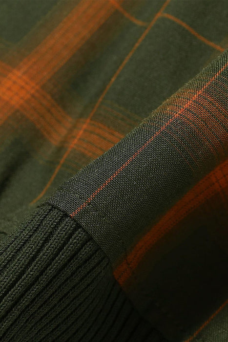 Half Zip Panel Polo Ombre Plaid - Olive
