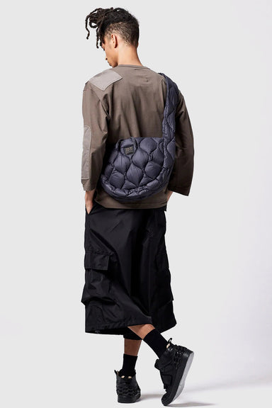 Military Banana Shoulder Down Bag Medium - Black
