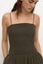 Connie Cotton Shirred Dress - Dark Military