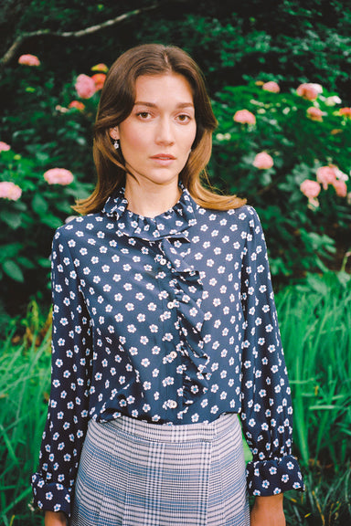 Latchkey Children Blouse - Navy Daisy Silk