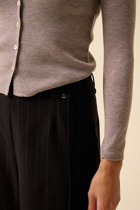 Ramona Trouser - Black Pinstripe