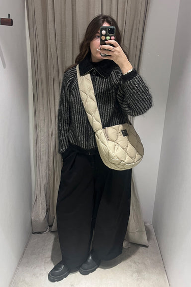 Military Banana Shoulder Down Bag Medium - G.Beige