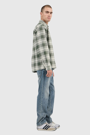 Campus Heavy Check LS Shirt - Olive