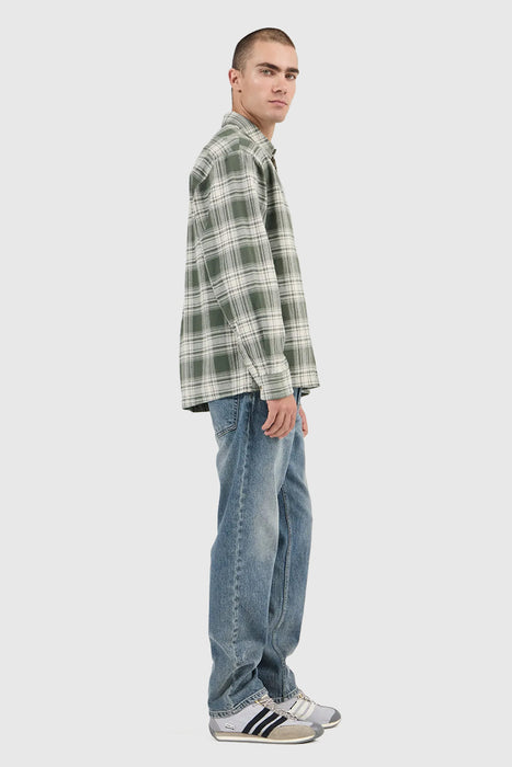 Campus Heavy Check LS Shirt - Olive