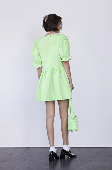 Priya Puff Sleeve Mini Wrap Dress - Green