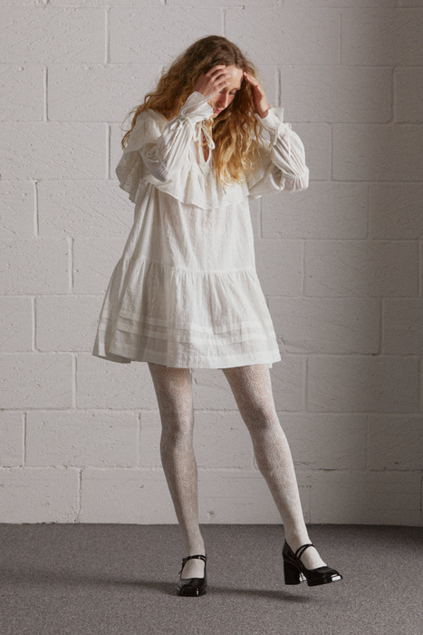 Celia Ruffle Mini Dress - White
