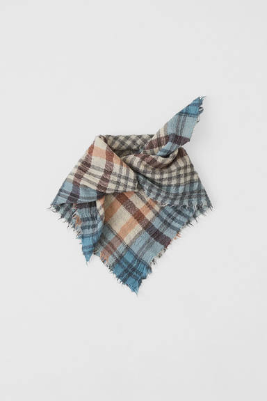Pantry Check Boiled Wool Scarf - Pale Stone