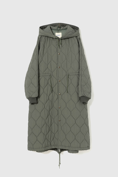 Nylon Quilting Hood Coat - Olive