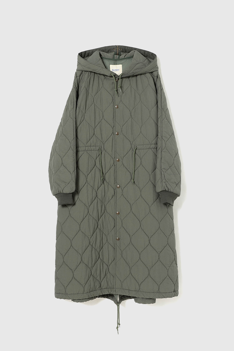 Nylon Quilting Hood Coat - Olive