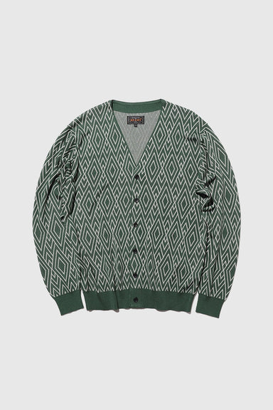 Cardigan Zigzag Pattern Jacquard - Green