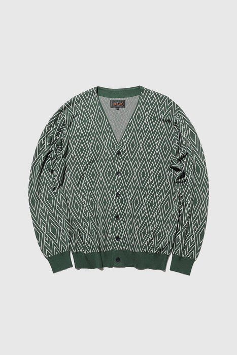 Cardigan Zigzag Pattern Jacquard - Green