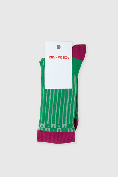 Chess Socks - Green Violet Transparent