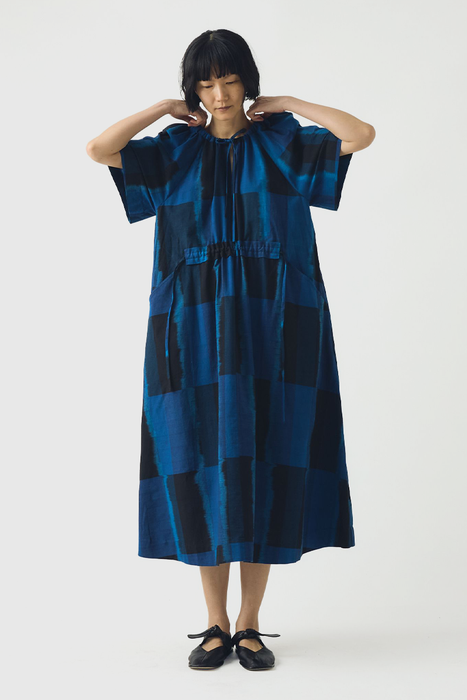 Sobremesa Cotton Ikat Dress - Bright Blue