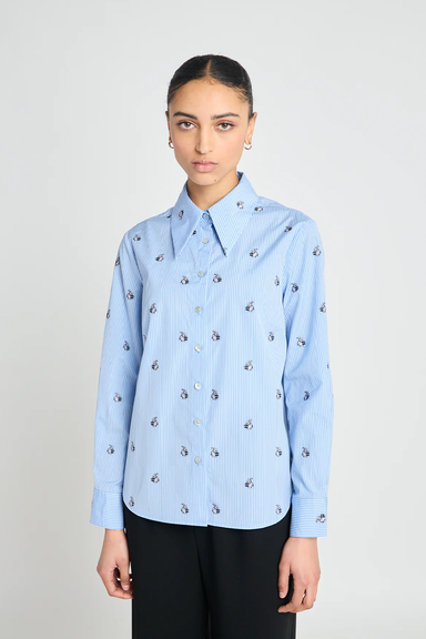 New Beginnings Shirt - Blue Bunny Stripe