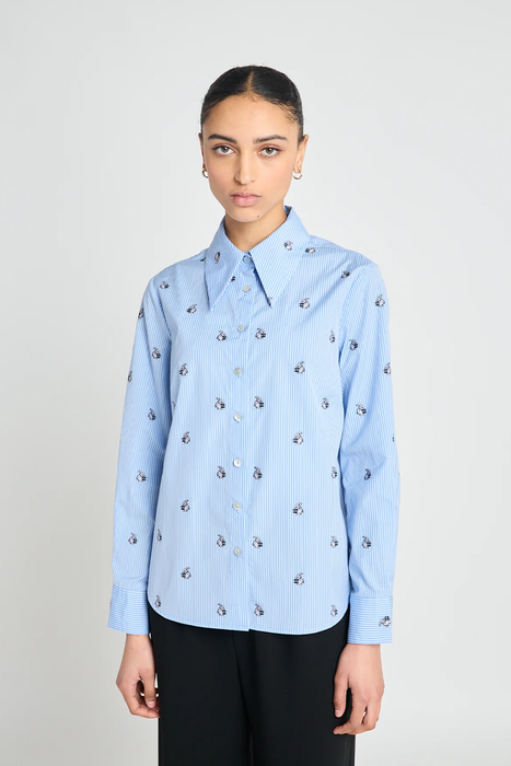 New Beginnings Shirt - Blue Bunny Stripe